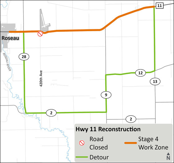 Highway 11 Project Moves Into Stage 4 Between Roseau and Warroad